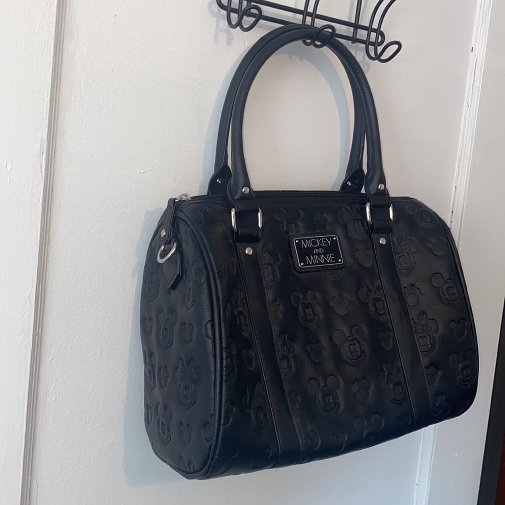 Loungefly Disney Mickie and Minnie satchel purse faux leather zipper closure - Picture 3 of 11